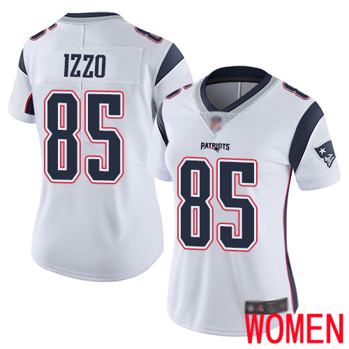 New England Patriots Football 85 Vapor Untouchable Limited White Women Ryan Izzo Road NFL Jersey